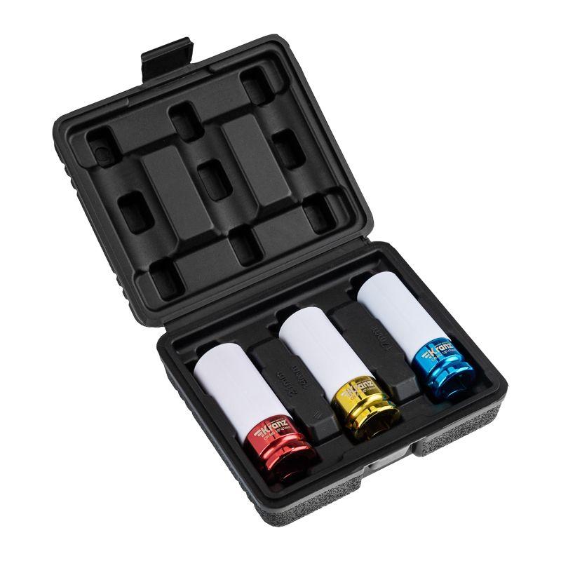 набор шестигранных ударных торцевых головок 1/2дюйм 17; 19; 21мм удлиненных для колесных дисков пластик. кейс (3 предмета) kranz kr-12-8423 от BTSprom.by