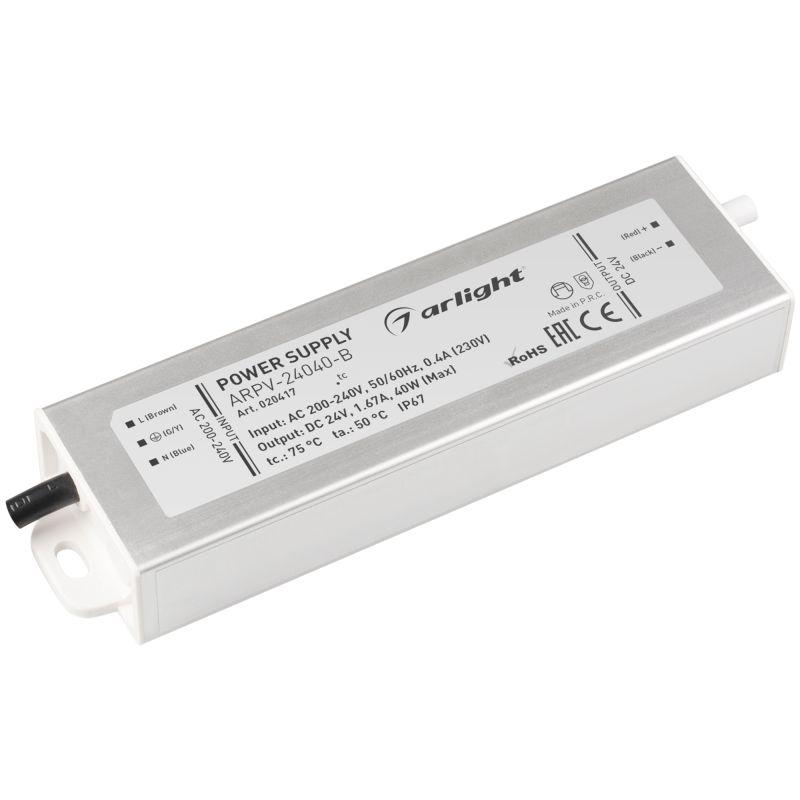 блок питания arpv-24040-b 24в 1.7а 40вт ip67 метал. 3 года arlight 020417 от BTSprom.by