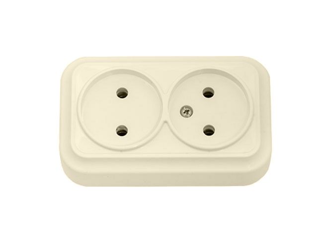 розетка 2-ая (открытая, б/з) бежевая, вариант, bylectrica ра16-0141 бежевый от BTSprom.by