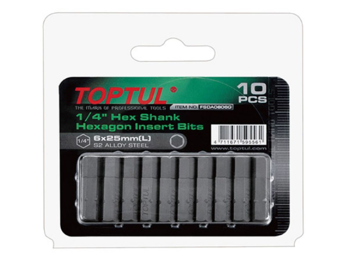 насадка шестигранник 2,5мм 1/4" 10шт блистер toptul fsda082eg от BTSprom.by