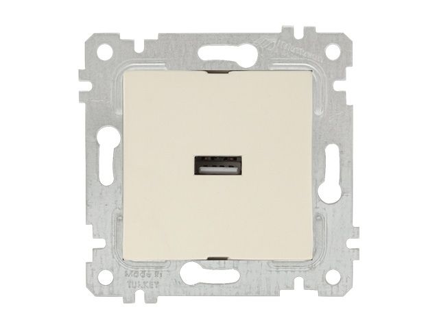 розетка 1-ая usb (скрытая, без рамки) кремовая, rita, mutlusan (usb-зарядка, 5v-2.1a) 2200 448 0102 от BTSprom.by