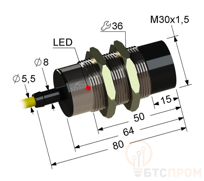 Выключатель бесконтактный PS2-30M80-15N51-Z (ВБ2.30М.80.15.5.1.Z) МЕГА-К A8010-T82636767 фото в каталоге от BTSprom.by  Выключатель бесконтактный PS2-30M80-15N51-Z (ВБ2.30М.80.15.5.1.Z) МЕГА-К A8010-T82636767 фото в каталоге от BTSprom.by