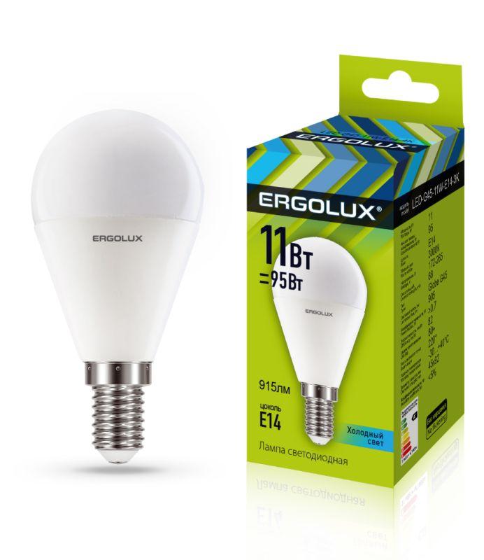 лампа светодиодная led-g45-11w-e14-4k шар 11вт e14 4500к 172-265в ergolux 13628 от BTSprom.by