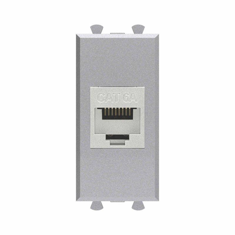 розетка компьютерная 1мод. avanti "закаленная сталь" rj45 кат.6a без шторок экранир. модульная механизм dkc 4404771 от BTSprom.by