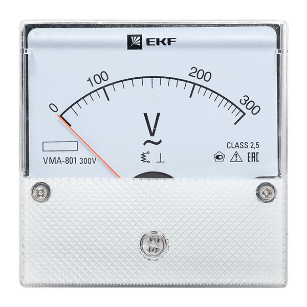  Вольтметр аналоговый VM-A801 на панель 80х80 (круглый вырез) 300В прямое подкл. EKF vma-801-300 фото в каталоге от BTSprom.by