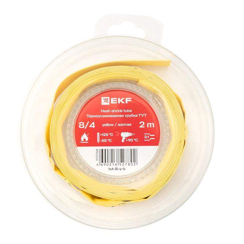 трубка термоусадочная тут нг 8/4 желт. ролик 2 м ekf tut-8-y-b от BTSprom.by