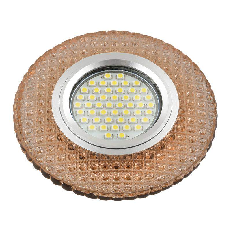 светильник dls-l135 gu5.3 glassy/light tea gu5.3 встраив. доп. светодиод. подсветка 3вт без лампы стекло fametto ul-00003860 от BTSprom.by