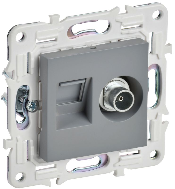 розетка двойная tv+rj45 кат.5e skandy sk-a14gr сер. iek sk-ak20-1-k03 от BTSprom.by