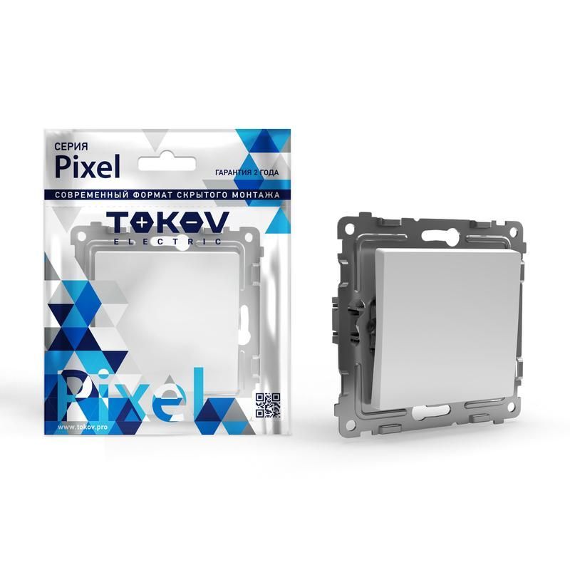 переключатель проходной 1-кл. сп pixel 10а ip20 механизм бел. tokov electric tke-px-p1-c01 от BTSprom.by