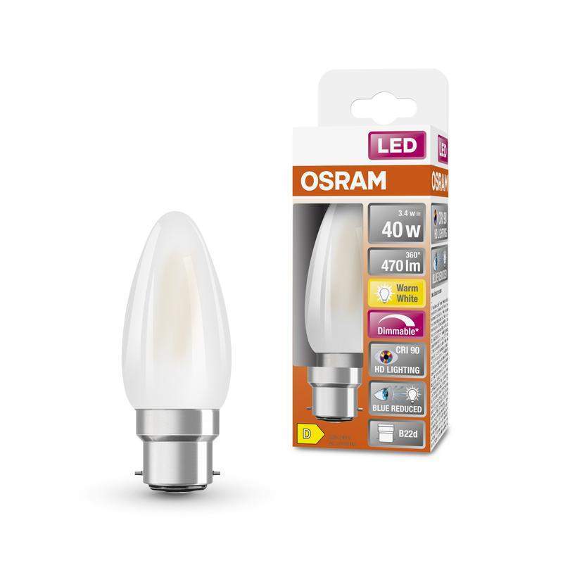 лампа светодиодная филаментная led superstarb 470лм 3.4вт 2700к тепл. бел. b22d (замена 40вт) матов. стекло 220-240в диммир. osram 4058075602816 от BTSprom.by
