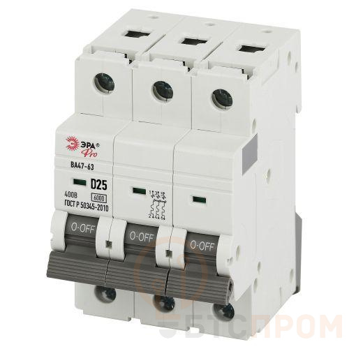Выключатель автоматический 3п 25А D 6кА ВА47-63 PRO VA63-3P25D6 ЭРА Б0063229 фото в каталоге от BTSprom.by  Выключатель автоматический 3п 25А D 6кА ВА47-63 PRO VA63-3P25D6 ЭРА Б0063229 фото в каталоге от BTSprom.by