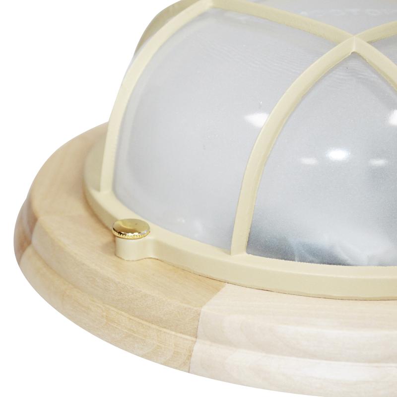  Светильник НББ 03-60-014 "Терма 1302" 1х60Вт E27 IP65 кругл. малый матов./корпус с решеткой дерево липа (инд. упак.) Элетех 1005501031 фото в каталоге от BTSprom.by