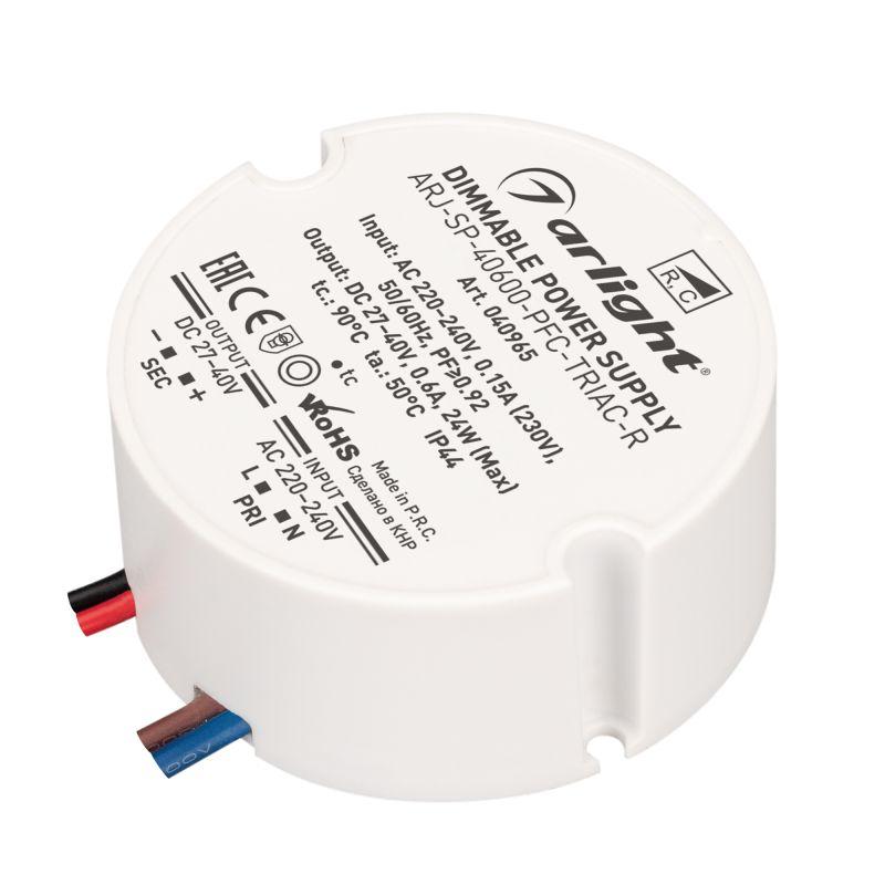 блок питания arj-sp-40600-pfc-triac-r (24вт 27-40в 600ма) (ip44 пластик) arlight 040965 от BTSprom.by
