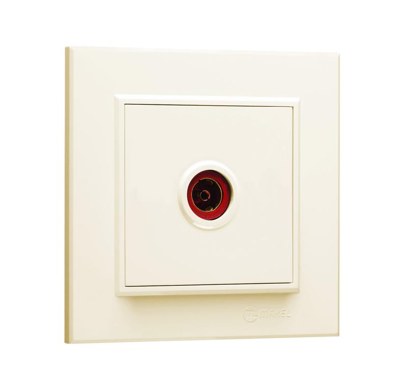 розетка телевизионная проходная tv 1-м сп karea ip20 6дб крем. makel 56010007 от BTSprom.by