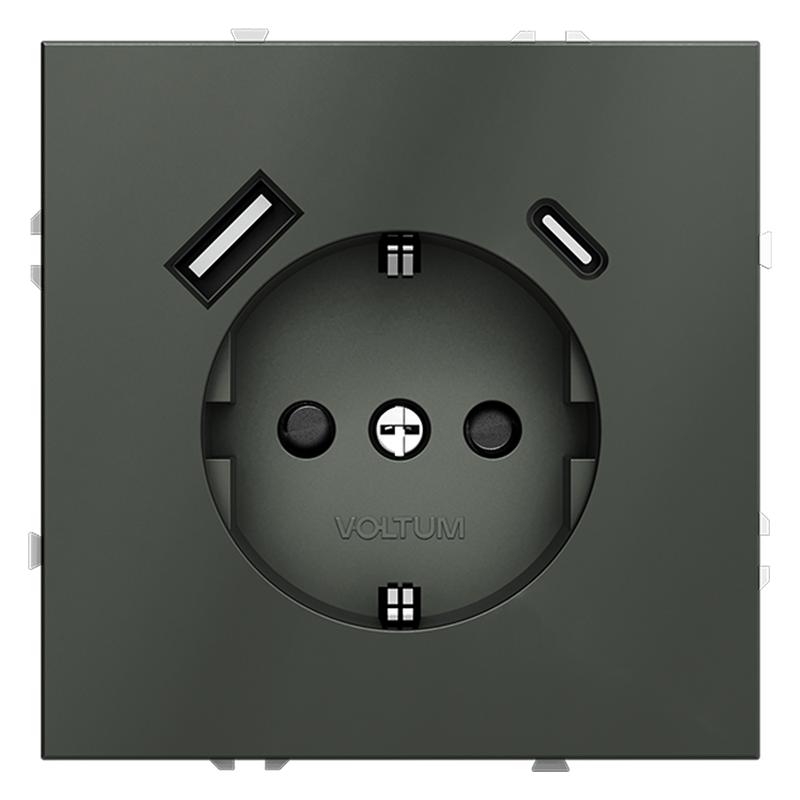 розетка 1-м сп s70 16а с usb a+с с заземл. защ. шторки механизм титан voltum vls040506 от BTSprom.by