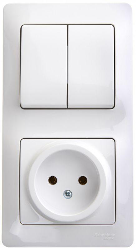 блок комбинированный glossa (розетка + 2-кл. выкл.) бел. se gsl000172 от BTSprom.by