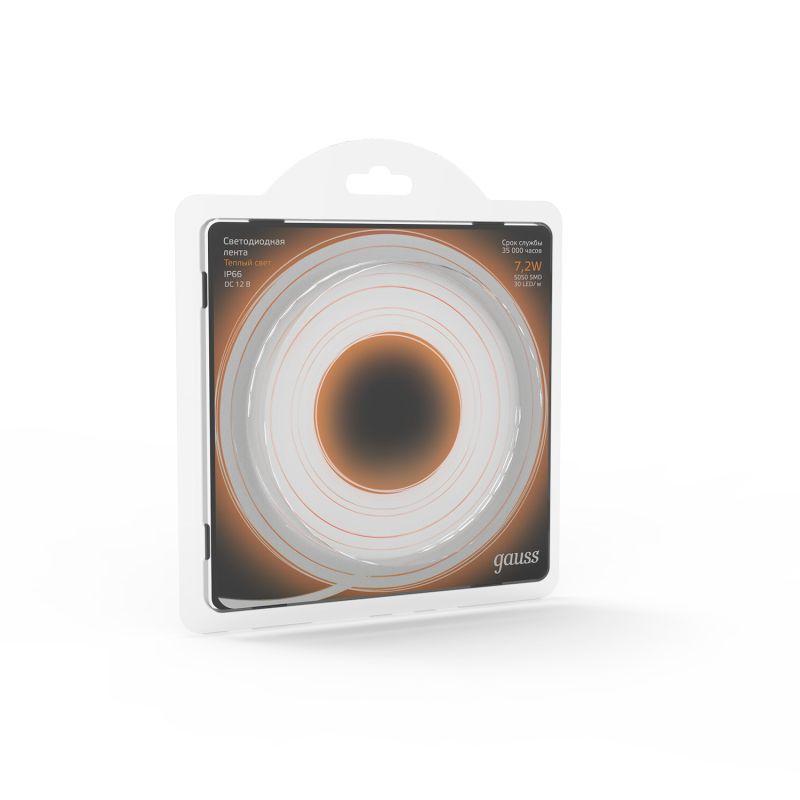  Лента светодиодная Black 5050/30-SMD 7.2Вт/м 3000К тепл. бел. IP66 330лм/м 12В (блист.5м) GAUSS 311000107 фото в каталоге от BTSprom.by