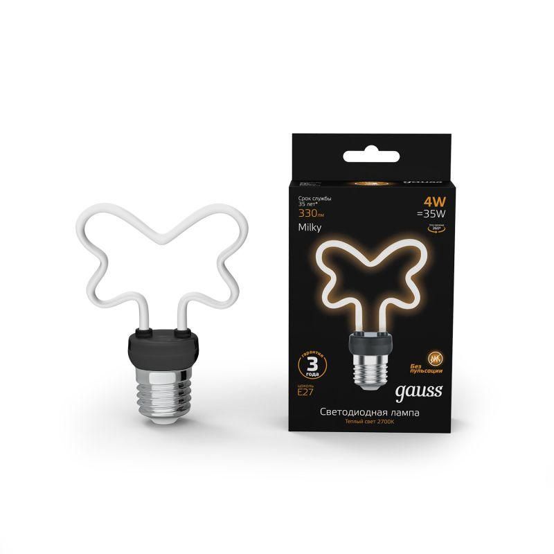 лампа светодиодная филаментная filament artline 4вт butterfly матов. 2700к тепл. бел. е27 330лм milky gauss 1001802104 от BTSprom.by