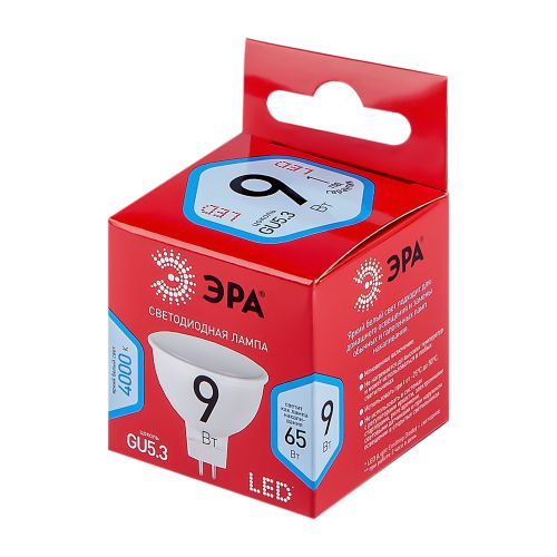 Лампа светодиодная RED LINE LED MR16-9W-840-GU5.3 R 9Вт MR16 софит 4000К нейтр. бел. GU5.3 (уп.10шт) Эра Б0050199 фото в каталоге от BTSprom.by