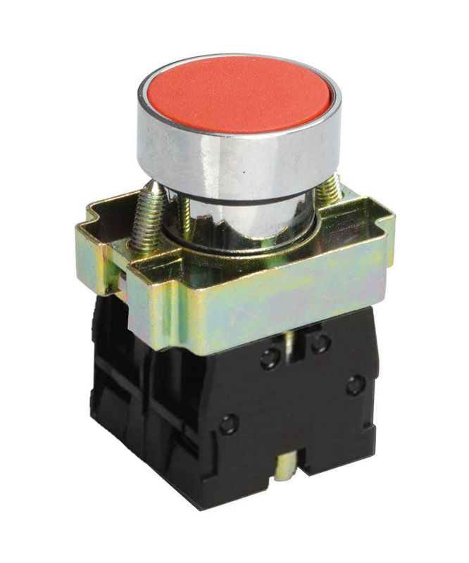 выключатель кнопочный lay5-ва45 без подсветки 1но+1нз цилиндр хром d22мм красн. электротехник et012082 от BTSprom.by