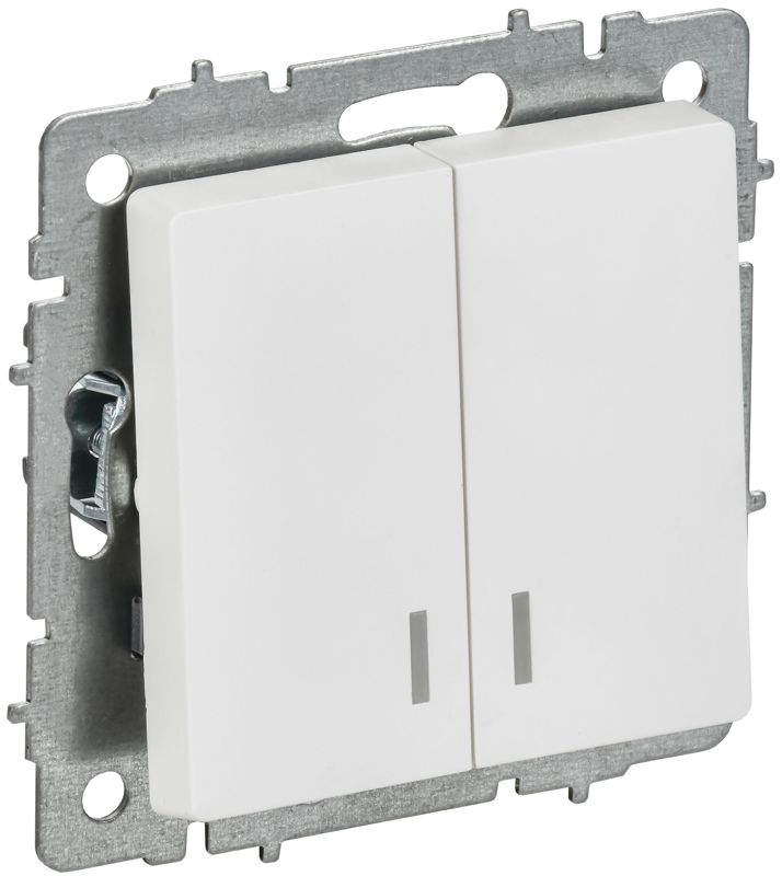 выключатель 2-кл. сп brite вс10-2-1-браб 10а с индикацией механизм арктич. бел. iek br-v20-1-10-k91 от BTSprom.by