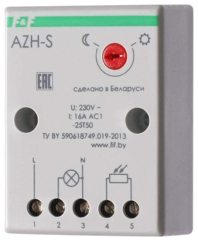фотореле azh-s (выносной фотодатчик ip-65 монтаж на плоскость 230в 16а 1но ip20) f&f ea01.001.007 от BTSprom.by