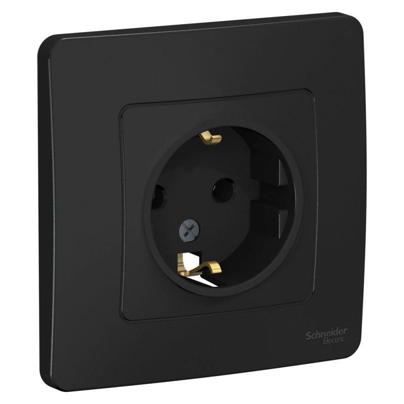 розетка 1-м сп blanca 16а ip20 250в с заземл. без защ. шторок антрацит se blnrs001016 от BTSprom.by