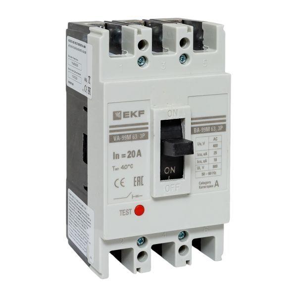 выключатель автоматический 3п 63/20а 25ка ва-99м proxima ekf mccb99-63-20m от BTSprom.by