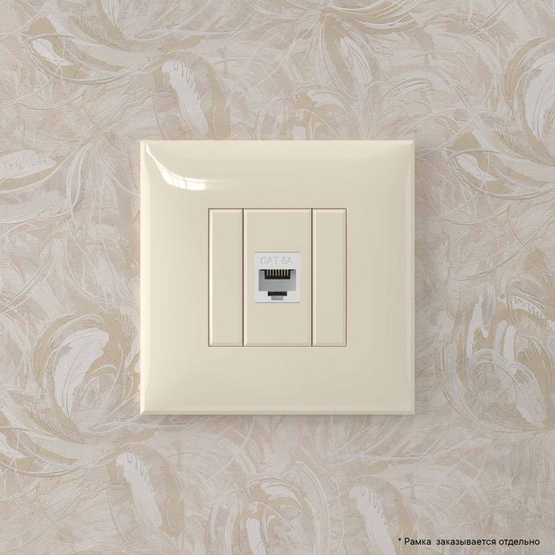  Розетка компьютерная 1-м СП Avanti "Ванильная дымка" RJ45 кат.6A без шторок механизм DKC 4405673 фото в каталоге от BTSprom.by