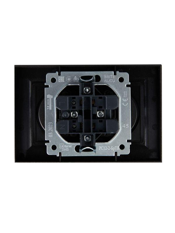  Розетка 2-м СП BRITE РС12-2-БрТБ 10А в сборе без заземл. без защ. шторок бр. IEK BR-R20-10-K45-F фото в каталоге от BTSprom.by