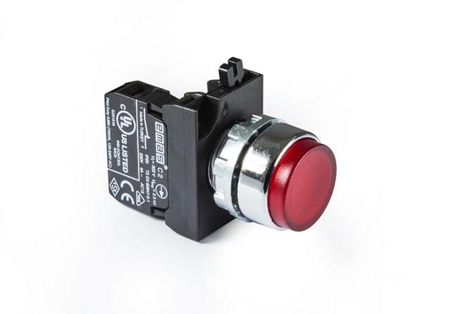 кнопка нажимная круглая выступающая cm200hk (1нз) красн. emas cm200hk от BTSprom.by