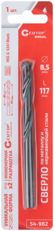  Сверло по металлу Special HSS-G 8.5х117/67мм Cutop 54-982 фото в каталоге от BTSprom.by