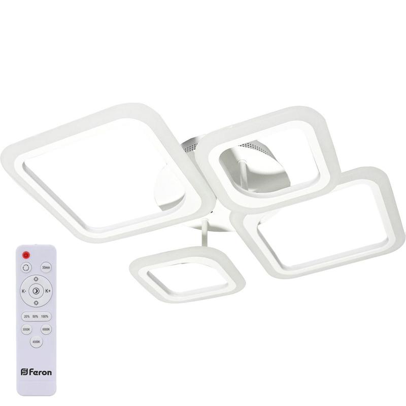 светильник светодиодный управляемый с пультом 84вт max. 5200лм 3000к-6500к ip20 бел. al5940 quadro feron 41670 от BTSprom.by