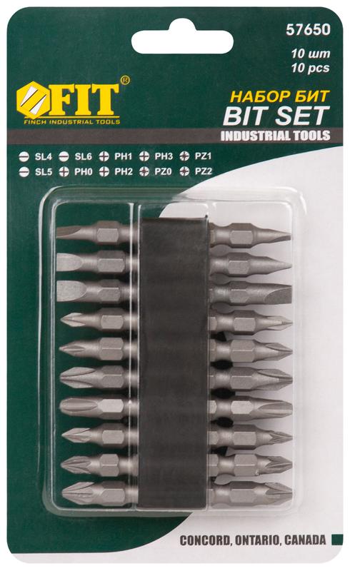  Набор бит набор 10 шт CrV 65мм двухсторонние FIT 57650 фото в каталоге от BTSprom.by