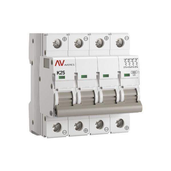 выключатель автоматический модульный 4п k 25а 6ка av-6 dc averes ekf mcb6-dc-4-25k-av от BTSprom.by