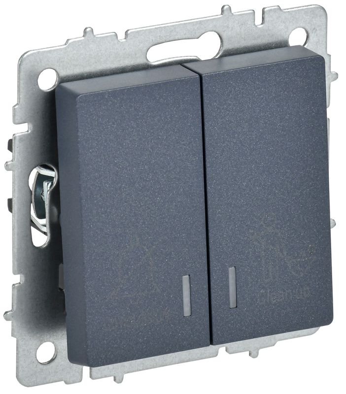 выключатель 2-кл. brite 10а вс10-2-9-брм для отелей с индик. механизм маренго iek br-v20-2-10-k35 от BTSprom.by