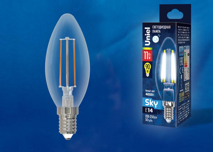 лампа светодиодная led-c35-11w-4000k-e14-cl pls02wh 11вт свеча 4000к нейтр. бел. (упак. картон). uniel ul-00005165 от BTSprom.by