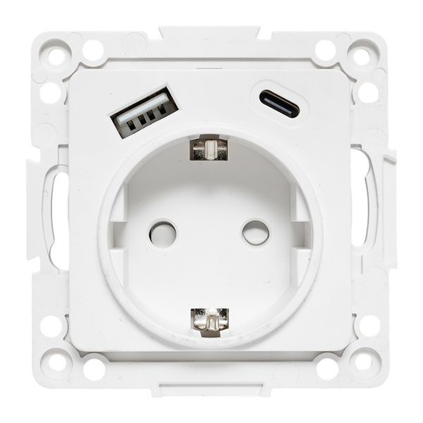  Розетка 1-м СП Стокгольм 16А USB A+C с заземл. защ. шторки винтов. клеммы механизм бел. EKF EYR16-2USB-typeA-typeC фото в каталоге от BTSprom.by