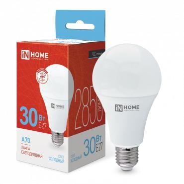 лампа светодиодная led-a70-vc 30вт грушевидная 6500к холод. бел. e27 2850лм 230в in home 4690612024165 от BTSprom.by