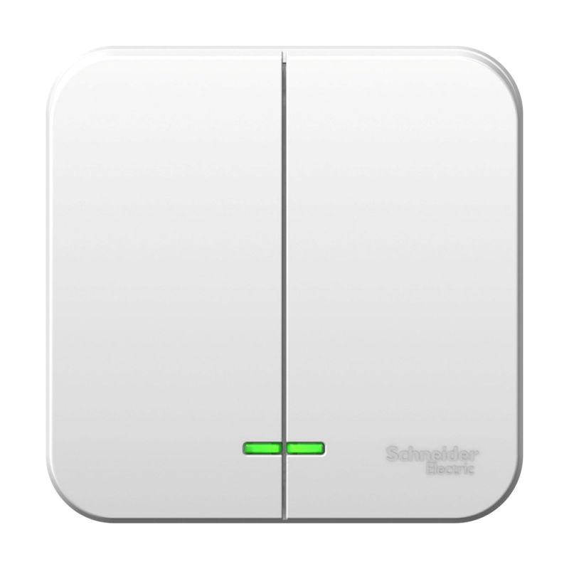выключатель 2-кл. оп blanca 6а ip20 (сх. 5) 250в с подсветкой с изолир. пластиной бел. se blnva065111 от BTSprom.by