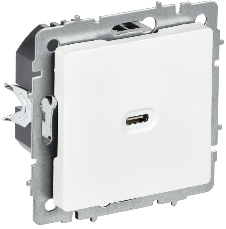 розетка сп brite рю12-1-браб usb c 65вт высокоскор. заряд. арктич. бел. iek br-u13-065-k91 от BTSprom.by