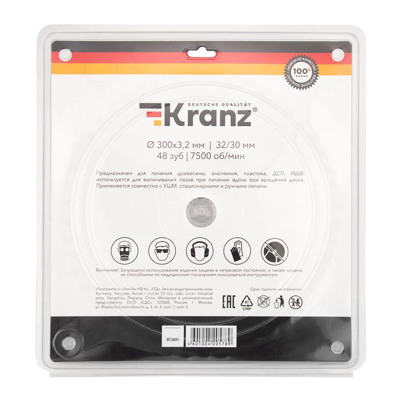  Диск пильный 300мм х48зуб х32/30мм Kranz KR-92-0133 фото в каталоге от BTSprom.by
