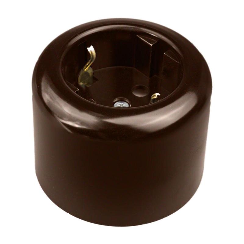 розетка двухполюсная с зк r пластик корич. bironi r1-101-22 от BTSprom.by