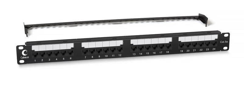 патч-панель 19дюйм 1u 24 порта rj45 кат.5e dual idc pl2-24-cat.5e-dual idc с задн. кабельн. организатором new cabeus 10588c от BTSprom.by