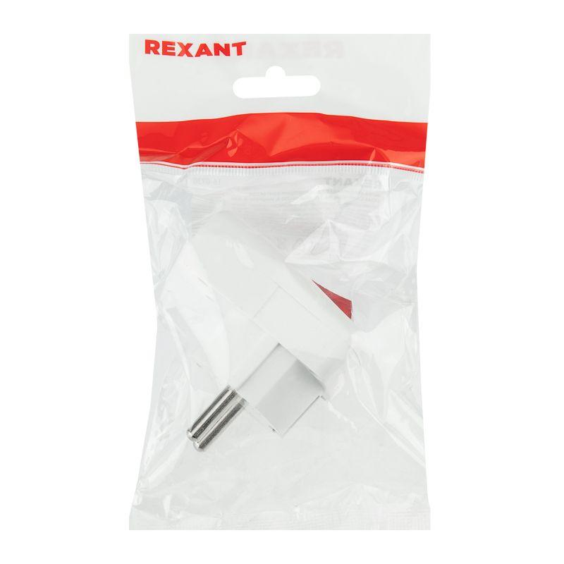  Вилка Евро угловая 16А с заземл. с кнопкой бел. Rexant 16-0730 фото в каталоге от BTSprom.by