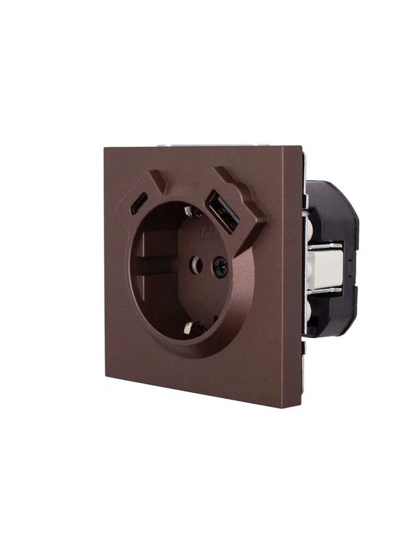  Розетка 1-мест. с/з Type-C+USB разъем СП ZIMA IP20 шоколад LEZARD 704-7388-181TC фото в каталоге от BTSprom.by