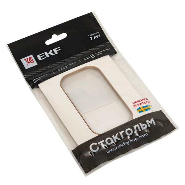  Рамка для розетки 2-м Стокгольм бел. с линией цвета красн. PROxima EKF EYM-G-304-20 фото в каталоге от BTSprom.by