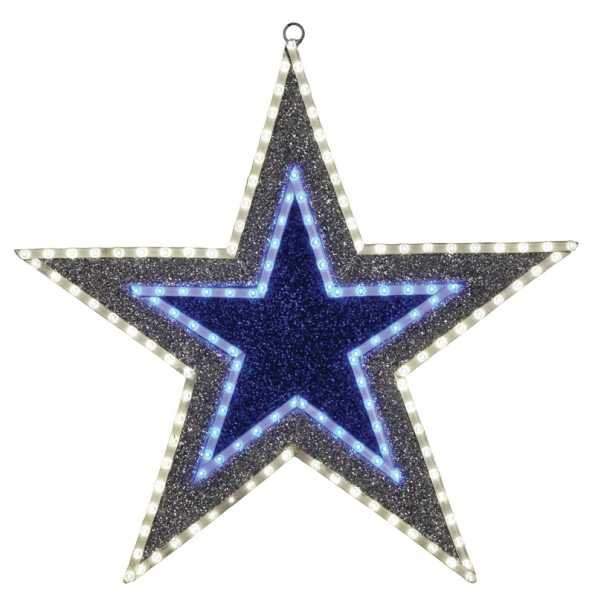 фигура "звезда" бархатная, с постоянным свечением, размеры 61 см (81 светодиод зеленого+белого+голубого цвета) от BTSprom.by