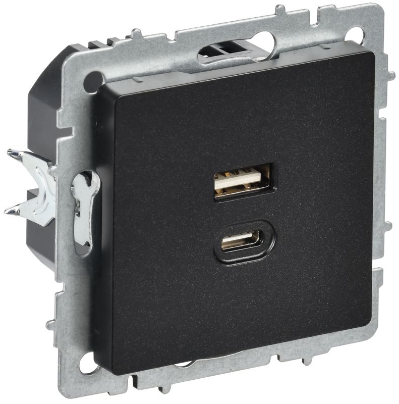 розетка сп brite рю11-2-брч usb a+c 45вт высокоскор. заряд. черн. iek br-u22-045-k02 от BTSprom.by