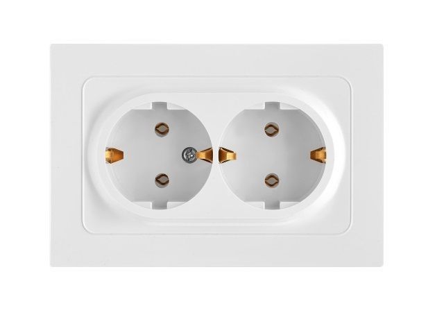 розетка 2-ая (скрытая, с/з,) белая,  astrum, bylectrica рс16-0542 от BTSprom.by